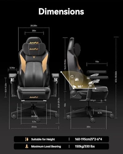 AutoFull M6 Gaming Chair, Ventilated and Heated Seat Gaming Chair with 360° Adjustable Armrest, AUTO Dynamic Tracking Lumbar Support Ergonomic Office Chair with Footrest, Black 2