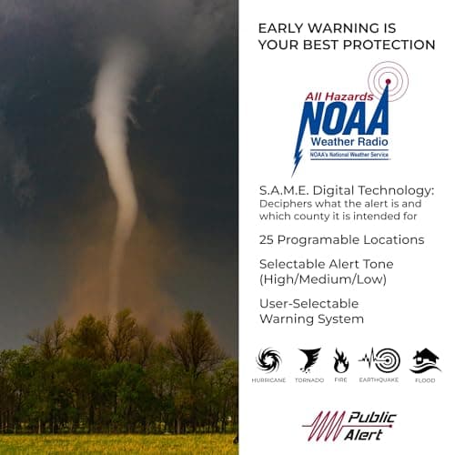 Midland - WR400 Weather Radio Deluxe - NOAA Emergency Alert Scanner – Home Use with Battery Backup - Local County Programming Over 80 Emergency Voice Flashing Alerts – Alarm Clock AM/FM Radio 2