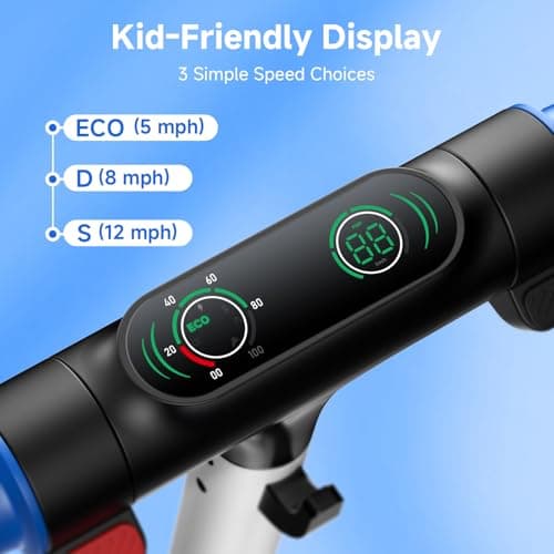 isinwheel S4 Electric Scooter for Kids Ages 6-14, 200W Foldable Kids Electric Scooter with 3 Speeds (5/8/12 Mph), LED Display, Colorful Lights, Gift for Kid 3