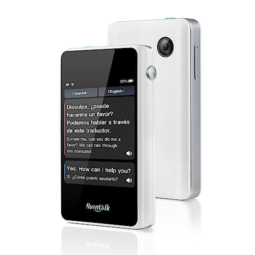 Timekettle, Fluentalk T1 Mini Translator Device No WiFi Needed, Built in 1-Year Global Mobile Data, Supports 40 Languages and Photo Translation, Instant Language Translator for Travelling White