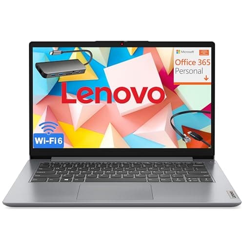 Lenovo IdeaPad Laptop with Microsoft Office, Intel High Performance CPU, 12GB RAM, 1TB Cloud & 640GB Storage, SD-Card Reader, WiFi 6, Windows 11 S, 8 in 1 Hub, Type C RJ45 Cable