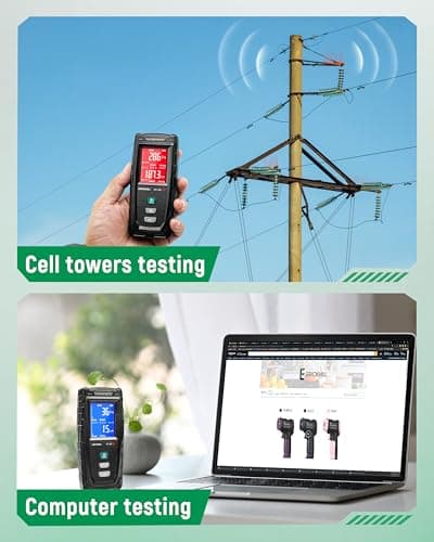 ERICKHILL EMF Detector, Rechargeable Digital Electromagnetic Field Radiation Detector Hand-held Digital LCD EMF Meter Great Tester for Home EMF Inspections,Ghost Hunting Green 3