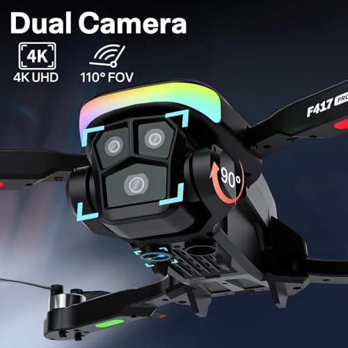 Drone with 4K Camera Screen Remote Control,RGB LED Light FPV Drone Quadcopter for Adults Beginners,Headless Mode Altitude Hold Optical Flow Positioning,One Key Start/Land Foldable,3 Speed Modes 3