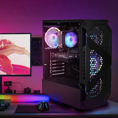 STGAubron Gaming PC Desktop Computer, AMD Ryzen 5 5500 up to 4.2G, Radeon RX 6500 4G, 16GB DDR4, 512GB SSD, WiFi 6, BT 5.2, RGB Fan x4, Windows 11 Home 2