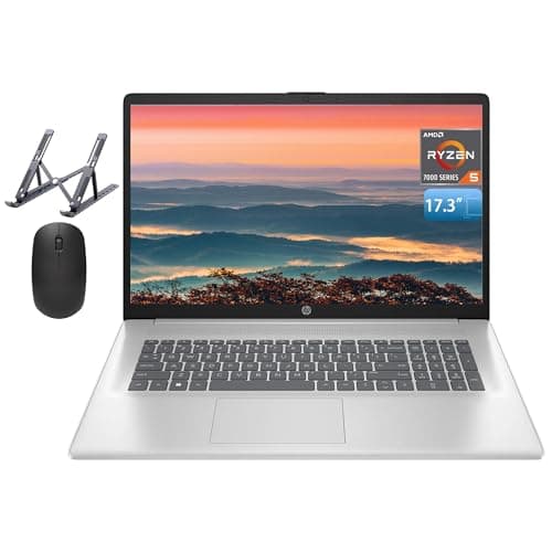 HP 17 Laptop, 17.3" FHD Display, 32GB RAM, 1TB SSD, AMD Ryzen 5 Processor(Beats i7-1165G7, Up to 4.3GHz), Webcam, Numeric Keypad, Long Battery Life, Windows 11 Home, Alpacatec Accessories, Silver