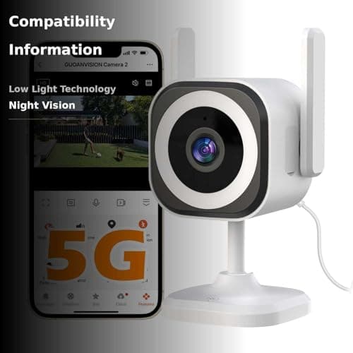 GUOANVISION 2K Camera for Home Security,5G Outdoor/Indoor Security Cameras,Baby Monitor Camera for Pet/Babies/Room/Cat/Dog/Nanny/Elder,IP66 Waterproof,Night Vision,Alarm Siren,24/7 SD Recording/Cloud 2