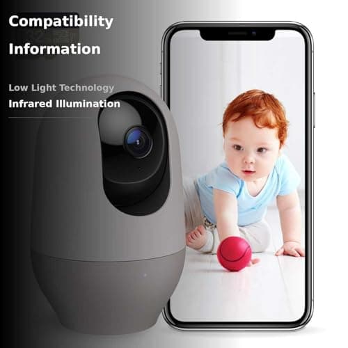 nooie Baby Monitor with SD Card,Baby Monitor with Camera 360 Camera, WiFi Baby Cam with Phone App, AI MotionTracking and Sound Detection,1080P Night Vision Two-Way Audio 3