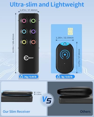 Esky Ultra Slim Key Finder, Remote Finders Locator with 80dB Sound and 6 Receivers, Wallet Tracker and Item Locators Beeper Tags for Finding Key, TV Remote, Wallet, Pets and Phone, Gifts for Women 2