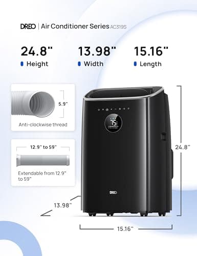 Dreo Portable Air Conditioners, 10,000 BTU Air Conditioner for Bedroom with Drainage-free Cooling, 45dB Quiet, APP/Voice/Remote, 24h Timer with Fan & Dehumidifier, Smart AC Unit for Room Indoors 2