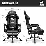 N-GEN GAMING Video Gaming Chair with Footrest Lumbar Support for Home Office High Back Recliner Height Adjustable Ergonomic Comfy Leather Computer Desk Chair (Black) 3