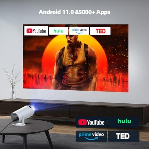 Projector with WiFi and Bluetooth, Mini Projector, 4K 1080P Support Portable Wireless Movie Projectors 220° Rotatable 130'' Screen Auto Keystone Compatible with HDMI/iPhone/TV Stick for Bedroom Indoor 3