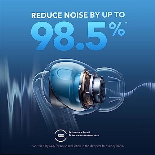 Soundcore by Anker Liberty 4 NC Wireless Earbuds, 98.5% Noise Reduction, Adaptive Noise Cancelling to Ears and Environment, Hi-Res Sound, 50H Battery, Wireless Charging, Bluetooth 5.3 3