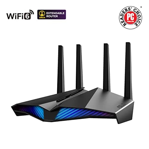 ASUS RT-AX82U (AX5400) Dual Band WiFi 6 Extendable Gaming Router, Gaming Port, Mobile Game Mode, Aura RGB, Included AiProtection Pro Security, Instant Guard, VPN, AiMesh Compatible 2