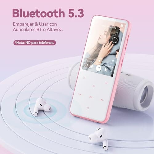 AGPTEK 64GB MP3 Player with Bluetooth, M3 2.4 inch Music Player with Speaker and FM Radio, Touch Buttons, Supports Up to 128GB, Pink 5