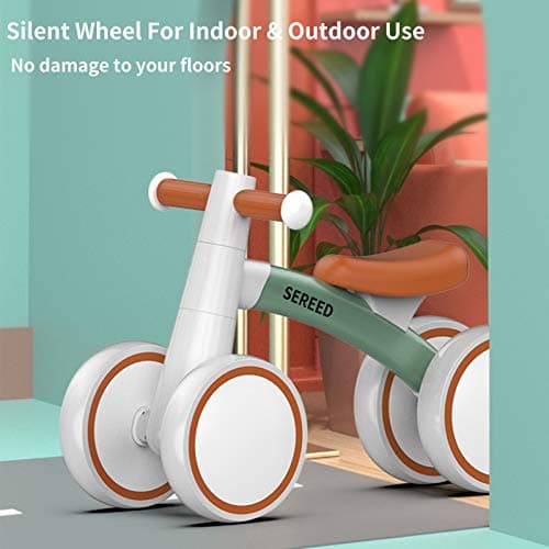 SEREED Baby Balance Bike for 1-2 Year Olds - 4 Wheels, First Bike for Toddlers, Birthday Gift (Green) 4