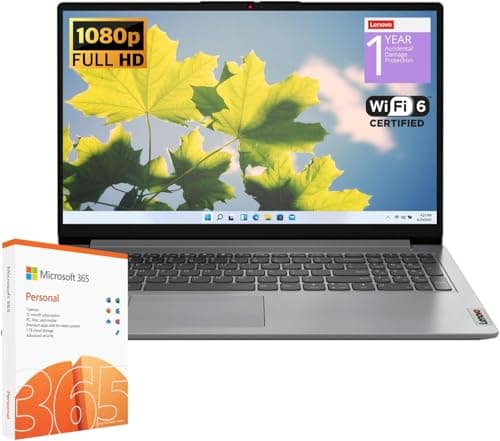 Lenovo IdeaPad 1 Student Laptop, Intel Dual Core Processor, 20GB RAM, 1TB SSD + 128GB eMMC, 15.6" FHD Display, 1 Year Office 365, Windows 11 Home, Wi-Fi 6, Webcam, Bluetooth, SD Card Reader, Grey 3