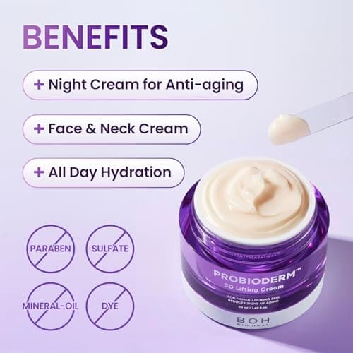 BIOHEAL BOH Probioderm 3D Lifting Cream 1.7 fl oz | Advanced Korean Anti-Aging Probiotics Facial Night Cream Moisturizer with 17-Peptide Complex & Patented Probioderm for Wrinkles on Face and Neck 4