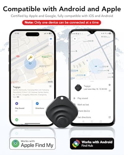 4 Pack Dual System Tracker for iOS and Android Bluetooth Tracker Smart Tags Compatible with Apple Find My (iOS) & Google's Find Hub(Android) for Keys, Luggage, Wallet, Vehicles 2