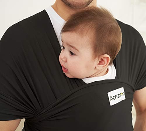 Acrabros Baby Wrap Carrier,Hands Free Baby Carrier Sling,Lightweight,Breathable,Softness,Perfect for Newborn Infants and Babies Shower Gift,Black 2