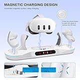 Charging Dock for Meta Quest 3, Auto-Clamping VR Charging Stand for Quest 3 VR Headset and Controllers, Magnetic Fast Charging Station Accessories with 2 Rechargeable Batteries, LED Indicator 4