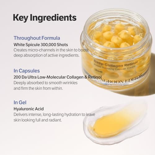 SUNGBOON EDITOR Deep Collagen Retinol Capsule Cream | Anti-Aging Cream for Wrinkles,Firming & Dry Skin | 300K White Spicules+Collagen+Retinol | Stocking Stuffers for Women | Korean Skincare,1.69 fl.oz 4