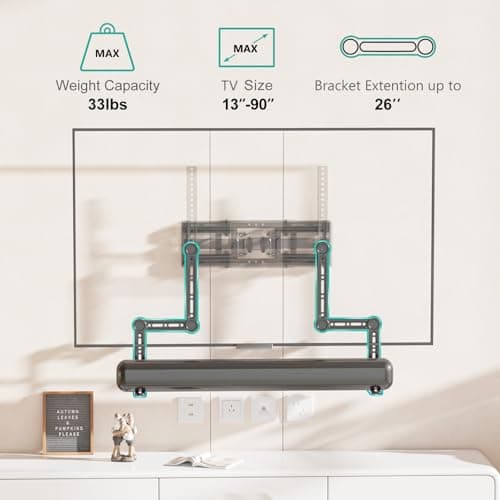 WALI Universal Soundbar Mount for TV, Heavy-Duty Bracket for Mounting Above or Below Screen, Holds Up to 33 lbs, Fits Samsung, Sony， Bose，LG，Vizio，Roku,Vizio,Bose & More (SBR206) 2