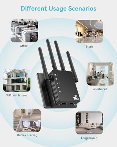 105-Device Compatible WiFi Extender Signal Booster, WiFi Extender, 12880 Sq.Ft Long Range, Dual Band 5GHz/2.4GHz 1200Mbps, Simple Installation for Home & Outdoor 2
