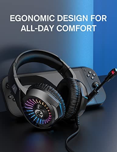 ZIUMIER Gaming Headset with Microphone, Compatible with PS4 PS5 Xbox One PC Laptop, Over-Ear Headphones with LED RGB Light, Noise Canceling Mic, 7.1 Stereo Surround Sound 4