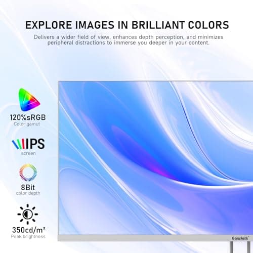 Gawfolk 34 Inch IPS Ultrawide 120Hz Gaming Computer Monitor, 21:9 UWFHD (2560x1080) PC Screen, 120% sRGB, Adaptive Sync, 178° Viewing Angle, Display Port, HDMI, Compatible with Wall mounting - White 3