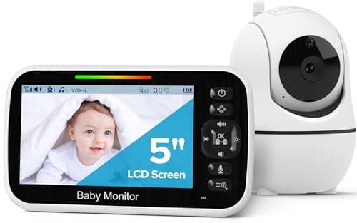 GoodBaby Baby Monitor with Camera and Audio - No WiFi, Remote Pan-Tilt-Zoom, Night Vision, Temperature Sensor, 2-Way Talk, 8 Lullabies, 30-Hour Battery Life，960ft Long Range