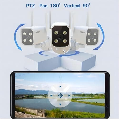 EVERSECU 2K WiFi PTZ Bullet Camera, Outdoor/Indoor, Pan/tilt, 2-Way Audio, Night Vision, Motion Detection Auto Tracking, Waterproof, Remote Access, RTSP Stream, Compatible with Alexa(4pack) 3