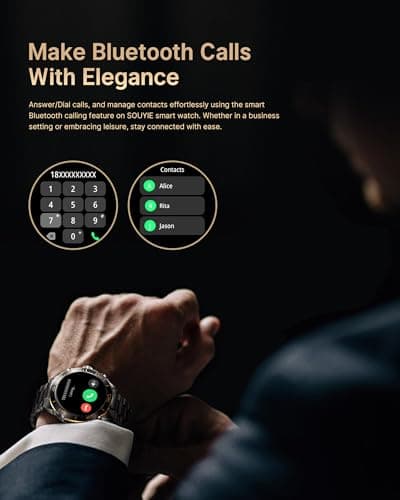 Smart Watch for Men Answer/Make Call for Android iPhone, 1.43" AMOLED HD Screen Mens Luxury Watch, 400mAh Heavy Duty Smartwatch Heart Rate Blood Oxygen Blood Pressure Sleep Monitor Pedometer, 2 Straps 2