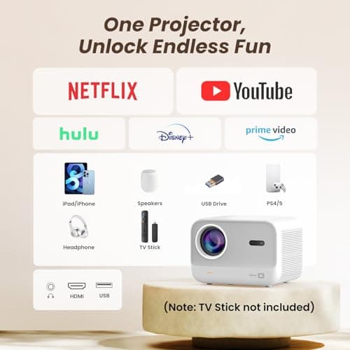 [Sound by JBL & High Brightness] Yaber Projector with WiFi and Bluetooth, Projector 4K Support, Auto Focus/Keystone Correction, 3D Sound Movie Proyector, Portable projector for Home & Outdoor 5