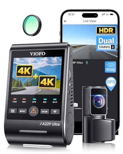 VIOFO A229 Ultra 2CH Dual 4K Dash Cam Front and Rear, Dual STARVIS 2 IMX678 Sensors & 2-Channel 4K HDR, Faster 5GHz Wi-Fi & Precise GPS, Voice Control, Super Night Vision 2.0, Supports up to 512 GB