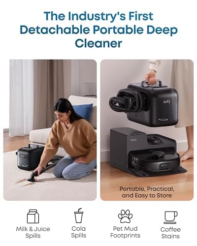 eufy Robot Vacuum E28, Portable Carpet for Deep Cleaning, HydroJet System with Roller Mop, All-in-One Robot Vacuum and Mop Combo, 20,000 Pa Suction, Zero-Tangling, Corner-to-Edge Cleaning (Upgraded) 5