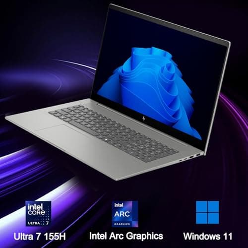 HP Envy Business AI Laptop, 17.3" FHD Touchscreen, Intel Core Ultra 7 155H, 64GB DDR5 RAM, 2TB SSD, Numeric Keypad, HDMI, Webcam, Backlit Keyboard, Wi-Fi 7, Windows 11 Pro, Silver 4