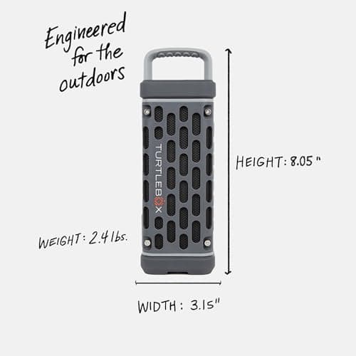 Turtlebox Ranger: Loud! Outdoor Portable Bluetooth 5.4 Speaker | Rugged, Waterproof, Ultra-Portable | Plays to 105 db, Deep Bass, Shockproof, Unlimited Pairing for Full Stereo Experience, Gray 2