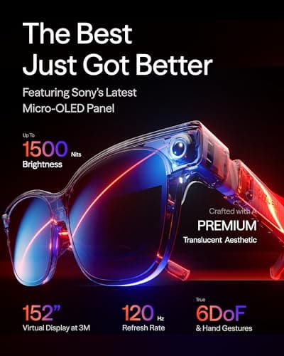 VITURE Luma Ultra XR Glasses, 152'' Ultra Sharp Display, Full 6Dof Support, AR Hand Gestures, 52° FOV, 1500 Nits, for iPhone 17/16/15, Android, Mac, PC, Switch&Switch 2, World's 1st Real-time 2D to 3D 2