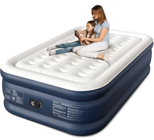 CHERIMOR Air Mattress, 18" Raised Full Size Self Inflatable Blow Up Mattress with Built in Pump, Thick Comfort Air Bed with Carry Bag for Camping, Guests & Home, 600lb Capacity Colchon Inflable