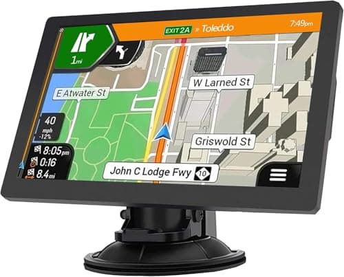 GPS Navigator for Car Truck RV – 9'' HD Touchscreen, Latest 2025 Maps with Custom Truck Routing, Lane Guidance, Speed & Red Light Camera Alerts,Turn-by-Turn Voice Directions, Free Lifetime Updates