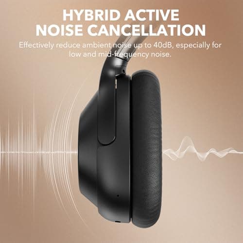 YMOO Active Noise Cancelling Headphones for Airplane Travel, LDAC Hi-Res Audio, Wired and Wireless ANC Headphones, 80H Playtime Over Ear Headphones, Custom EQ via App, Bluetooth 5.3 Headset for Adults 3