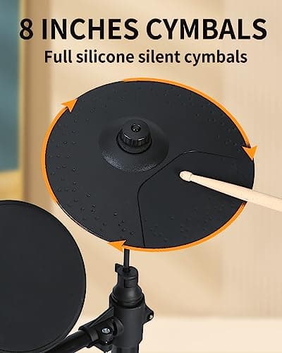 AODSK Electric Drum Set for Beginner with 150 Sounds,4 Quiet Drum Pads,2 Pedal,Throne,Sticks,Electronic Drum with Headphone,AED-400 5
