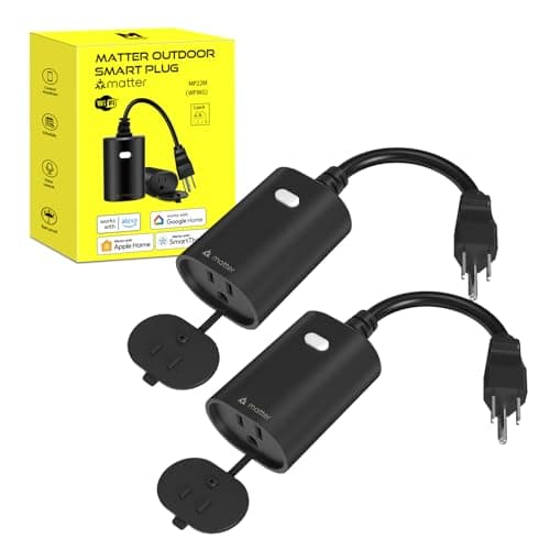 Minoston Outdoor Smart Plug, Matter Smart Plug, Smart Home Wi-Fi Outlet IP65 Waterproof, Compatible with Alexa, Apple Home, SmartThings, Google Home, Smart Life, IP65 Waterproof, 2.4Ghz, 2 Pack