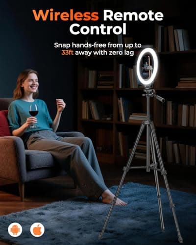 Sensyne 10'' Ring Light with 50'' Extendable Tripod Stand, LED Circle Lights with Phone Holder for Live Stream/Makeup/YouTube Video/TikTok, Compatible with All Phones 2