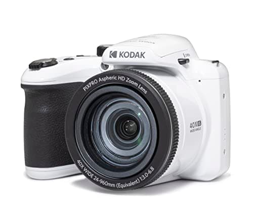 KODAK PIXPRO AZ405-WH 20MP Digital Camera 40X Optical Zoom 24mm Wide Angle Lens Optical Image Stabilization 1080P Full HD Video 3" LCD Vlogging Camera (White), Full Frame 2