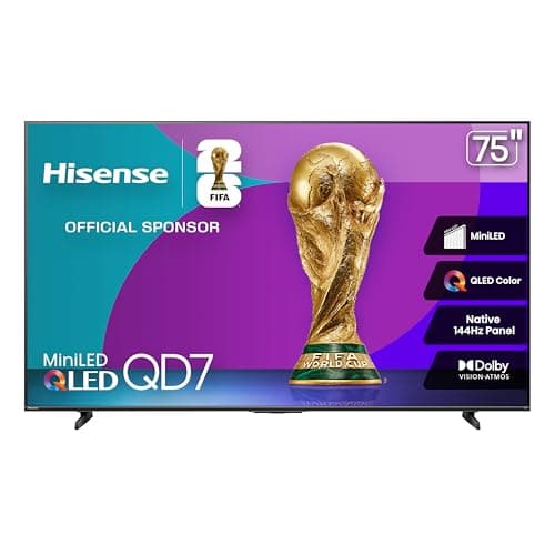 Hisense 75" QD7 Mini-LED 4K Smart Fire TV - QLED, 144Hz, HDR10+, Dolby Vision/Atmos, Game Mode Pro, Alexa Built-in (75QD7QF)