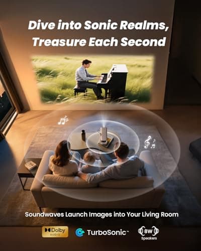 Yaber T1 Pro2 Mini Projector with WiFi and Bluetooth, Dolby Audio & Turbo Sonic Bass, Auto Focus & Keystone, Native 1080 FHD with HDR10, Portable Projector for Outdoor Indoor Use 4