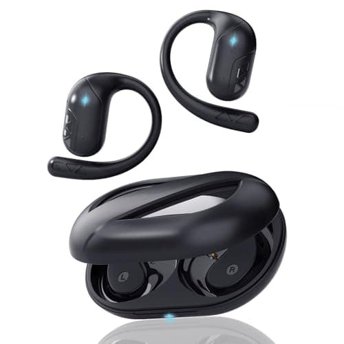 munash Open Ear Headphones, Bluetooth Headphones V5.4 Wireless Sport Earbuds with Charging Case, IP54 Waterproof 50H Playtime Lightweight Design Fit for Cycling, Running, Walking, Workout