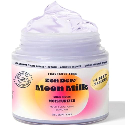 Zen Dew Moon Milk Snail Mucin Moisturizer Gel Cream (3.52 oz) Korean Snail Mucin Serum Cream that Replenishes Moisture & Leaves Skin Brighter, Plumper, Soothed & Smooth