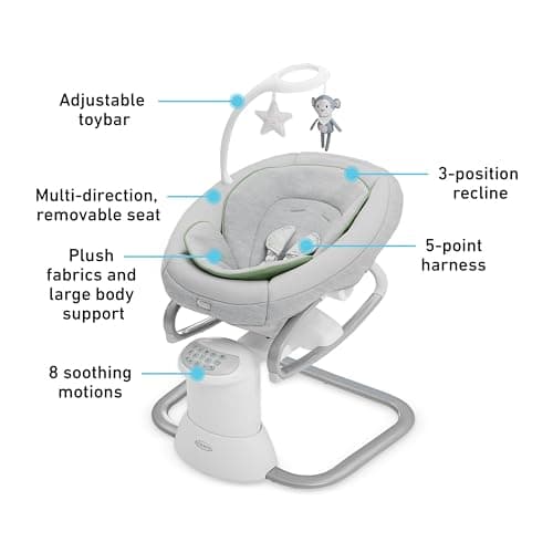 Graco Soothe My Way with Removable Rocker, Madden - Versatile Baby Swing & Portable Rocker 5